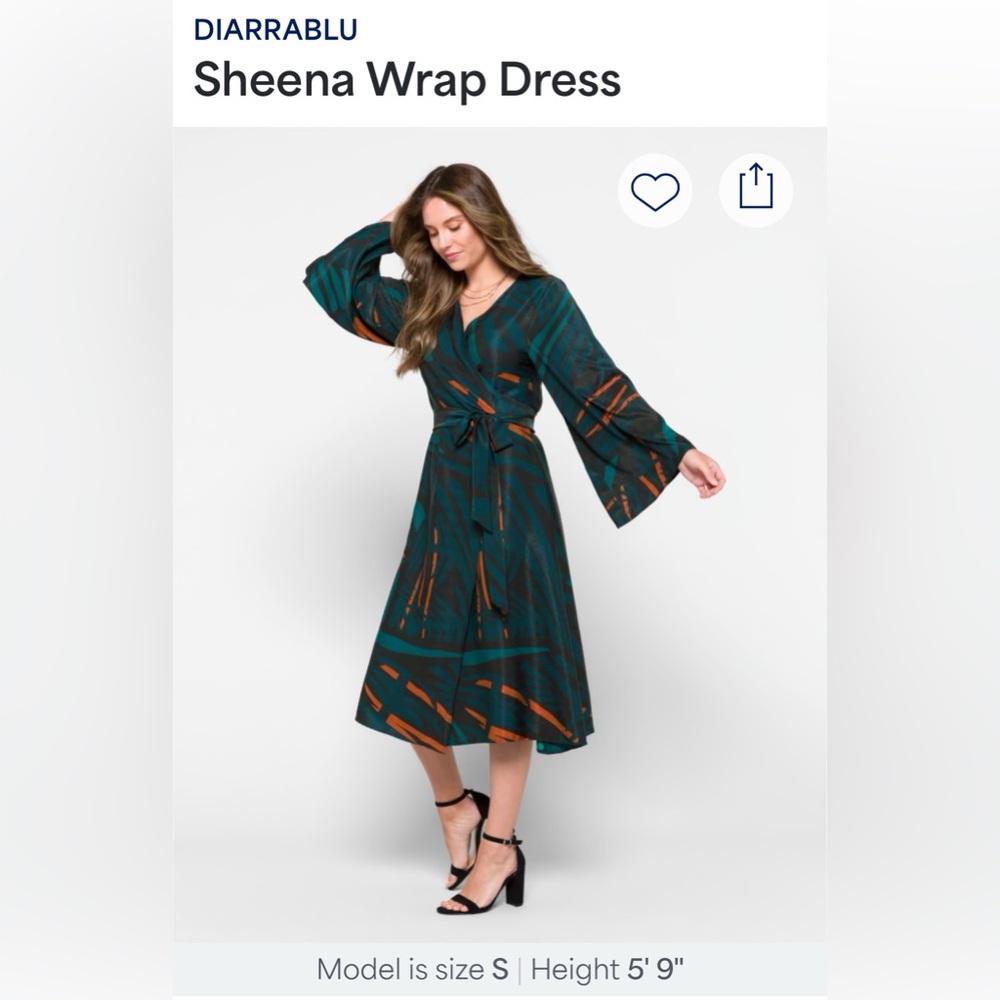 Diarrablu Sheena Wrap Dress in Teal and Orange - Picture 5 of 10